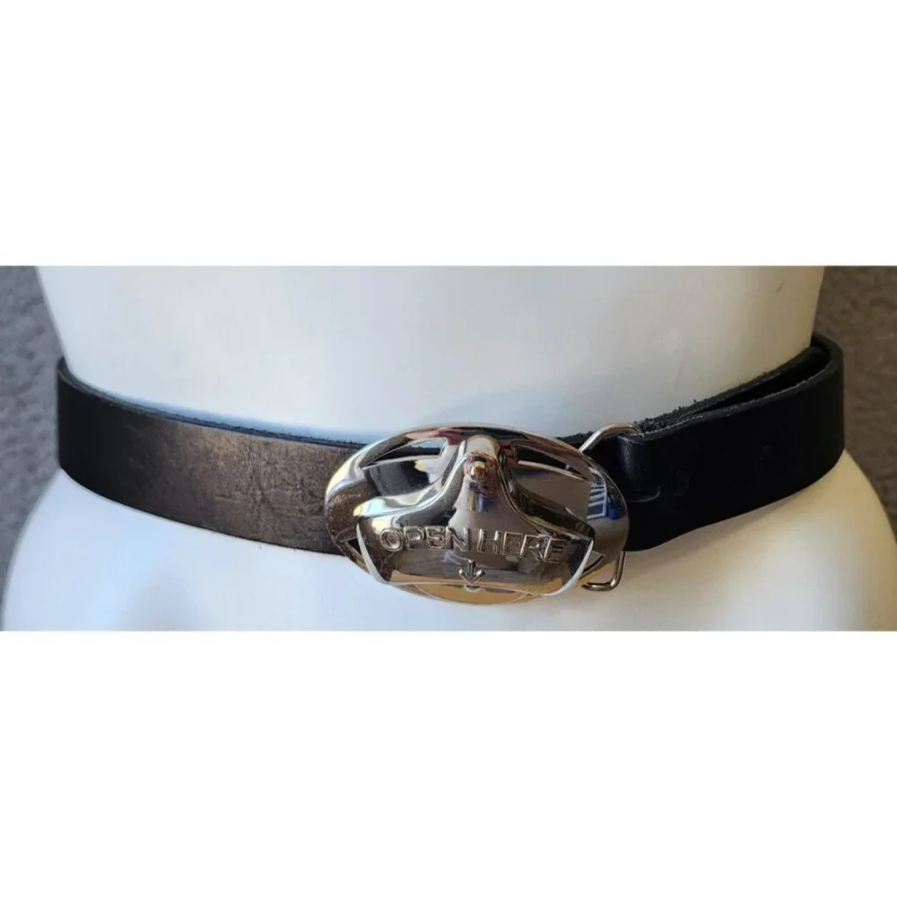 Tony Lama Black Size 42 Belt With Bottle Opener 